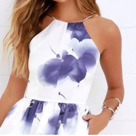 Lulus Dresses & Skirts - Lulus Morning in Mykonos purple floral halter mini dress S EUC